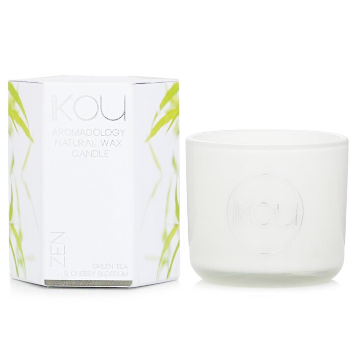 iKOU Eco-Luxury Aromacology Natural Wax Candle Glass - Zen (Green Tea & Cherry Blossom) 85g