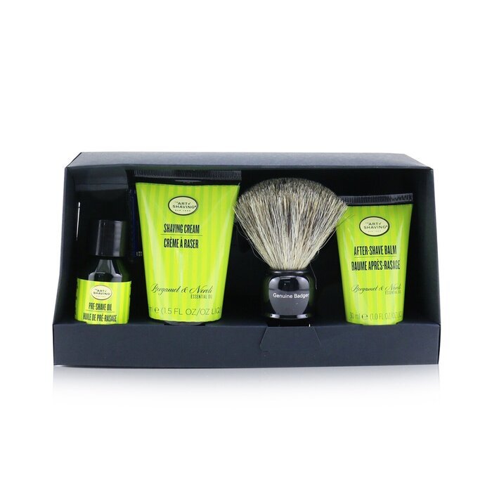 The Art Of Shaving The Four Elements of The Perfect Shave Set with Bag - Bergamot & Neroli : Pre Shave Oil + Shave Crm + A/S Balm + Brush + Razor 5pcs+1Bag