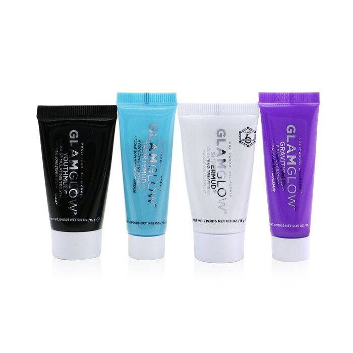 Glamglow Instant Celebrity Skin Masking Set: 1x Supermud Clearing Treatment - 15g/0.5oz + 1x Youthmud Glow Stimulating Treatment - 15g/0.5oz + 1x Thristymud Hydrating Treatment - 10g/0.35 + 1x Gravitymud Firming Treatment- 10g/0.35 4pcs