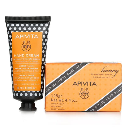 Apivita Bee Protective Honey Set: Hand Cream Hyaluronic Acid & Honey 50ml+ Natural Soap Honey 125g 2pcs