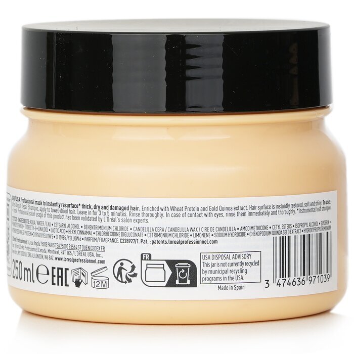 L'Oreal Professionnel Serie Expert - Absolut Repair Gold Quinoa + Protein Instant Resurfacing Mask (For Dry and Damaged Hair) 250ml/8.5oz