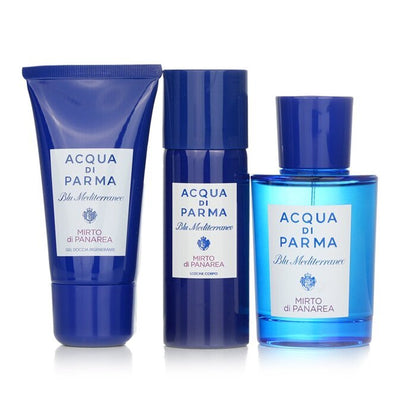 Acqua Di Parma Blu Mediterraneo Mirto Di Panarea Unisex Set Eau De Toilette 75ml & Regenerating Sg 40ml & Bl 50ml (new Pack)