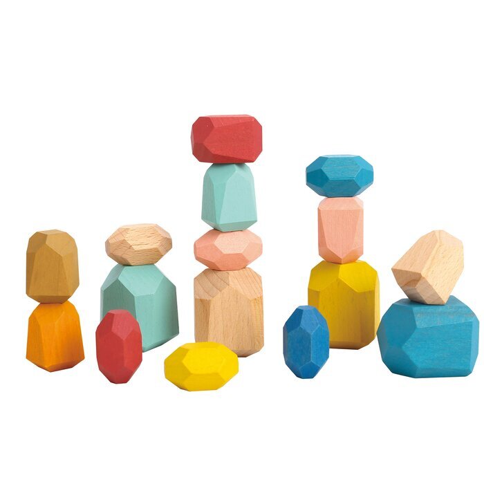 Tooky Toy Co Wooden Stacking Stones - 16 pcs 18x14x5cm