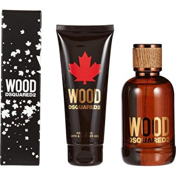 Dsquared2 Wood Man Set Eau De Toilette 100ml & B & Sg 100ml & Black Key Ring