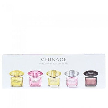 Versace Woman Mini Set 5x5ml (crystal Noir & Bright Crystal & Yellow Diam. Eau De Toilette) & (bright Crystal Abs. & Yellow Diamond Inte. Eau De Parfum)