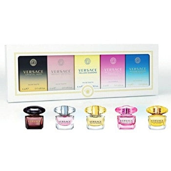 Versace Woman Mini Set 5x5ml (crystal Noir & Bright Crystal & Yellow Diam. Eau De Toilette) & (bright Crystal Abs. & Yellow Diamond Inte. Eau De Parfum)