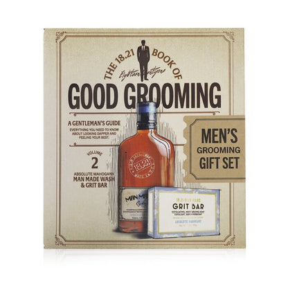 18.21 Man Made Book of Good Grooming Gift Set Volume 2: Absolute Mahogany (Wash 532ml  + Grit Bar 198g ) 2pcs