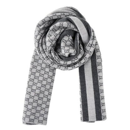 Wool Web Stripe GG Guccissima Scarf 438253 Grey